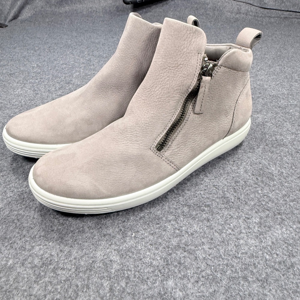 ECCO Soft 7 Tred Zip Bootie Taupe Leather High Top Sneaker sz 10-10.5 EU 41